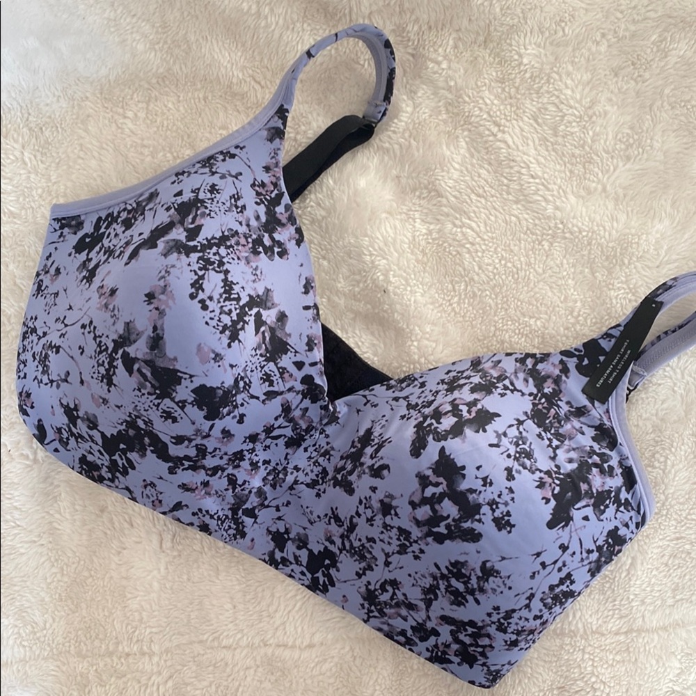 Purple and Black Floral Lace Bra for Everyday Comfort